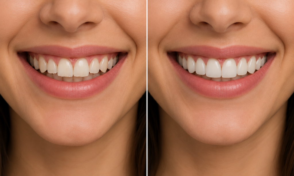 Before and after tooth reshaping
